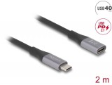DeLock USB 40Gbps Extension Cable USB Type-C male to female PD 3.1 240W 2m Grey  81202