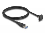 Delock USB 5 Gbps kábel A-típusú USB apa egyenes Mikro-B-típusú USB apa 90 -ban lefelé fordított 18 mm-es csavar távolsággal 1 m, fekete