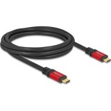 Delock USB 5 Gbps kábel USB Type-C apa - apa PD 3.0 100 W E-Marker 2 m piros fém (80091)