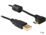 DeLock USB-A apa > USB micro-B apa kábel, 90°-ban forgatott bal/jobb 1m Black 83147