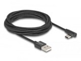 Delock USB-A - USB-C töltőkábel ívelt, 3 m, fekete