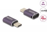 DeLock USB Adapter 40 Gbps USB Type-C PD 3.1 240 W male to female port saver 8K 60 Hz metal Purple 60286