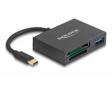 Delock USB-C kártyaolvasó XQD és SD memória kártyákhoz, valamint egy USB 5 Gbps A-típusú port (91711)