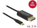 DeLock USB cable Type-C to DisplayPort (DP Alt Mode) 4K 60 Hz 2m coaxial 83710