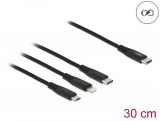 DeLock USB Charging Cable 3 in 1 USB Type-C to Lightning/ Micro USB / USB Type-C 0,3m Black 87148