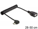 DeLock USB micro-B male angled > USB 2.0-A female OTG coiled Cable Black 83354