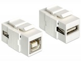 Delock USB modul, USB 2.0 A típusú aljról USB 2.0 B típusú aljra, fehér, Keystone