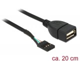 DeLock USB Pin header female > USB 2.0 type-A female Cable 20cm Black 83291