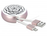 DeLock USB Retractable Cable Type-A to Lightning™ White/Pale Pink 85817