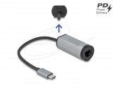 DeLock USB Type-C Adapter to Gigabit LAN with Power Delivery port Grey 64116