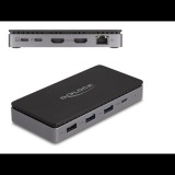 Delock USB Type-C dokkolóállomás 4K - hoz kettős HDMI MST / USB / Gibabit LAN / PD 3.0 85 W (88271) (88271)