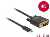 DeLock USB Type-C male > DVI-D (24+1 Single Link) male (DP Alt Mode) 4K 30 Hz 2m Black 85321
