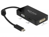 DeLock USB Type-C to VGA/HDMI/DVI adapter Black 63925