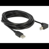 Delock USB2.0 Type-A - USB Type-B 90° Összekötő kábel 5m - Fekete (83530)