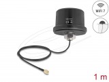 Delock WiFi 7 antenna RP-SMA-dugó 3,1 - 3,5 dBi irányítatlan, csatlakozókábellel ULA100 1 m, tetőre szerelhető, kültéri, fekete