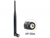 DeLock WLAN 802.11 b/g/n Antenna RP-SMA plug 5 dBi omnidirectional with tilt joint Black 88396