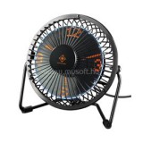 DELTACO Asztali ventilátor GAM-054, USB desktop fan with clock, showing hours, minutes and seconds, black (GAM-054)