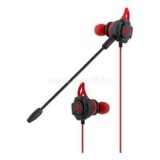 DELTACO Füllhallgató mikrofonnal GAM-076, In-Ear Gaming Headset, 30Hz-16kHz, removable mic, 1.2m cable, black/red (GAM-076)