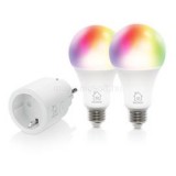 DELTACO SMART HOME SH-KIT01 kezdő okos csomag 2 db LE27RGB színes izzó + SH-P01 okos dugalj 10A, időkapcsoló (SH-KIT01)