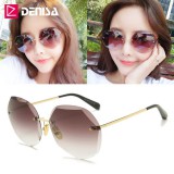 DENISA színátmenetes női keret nélküli divat napszemüveg, barna