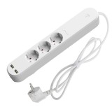 Denver SHP-310U okos Wi-Fi elosztó, 3 aljzat + 2 USB, fehér