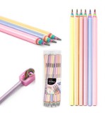 Derform Lányos grafitceruza, HB, kerek test, szivárványos, többféle, Kidea