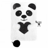 Derform Pandamacis napló kulccsal, plüss, 15x22cm, Kidea