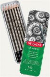Derwent Academy hatszögletű 6 különböző keménységű grafitceruza készlet fém dobozban (6 db)
