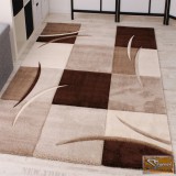 Designer szőnyeg kontúrokkal, barna-bézs