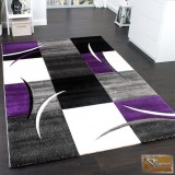 Designer szőnyeg, kontúrokkal, lila-fekete-szürke