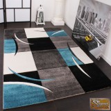 Designer szőnyeg kontúrvonalakkal, szürke-türkiz