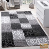 Designer szőnyeg, négyzetes, díszes, szürke