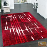 Designer szőnyeg piros, krém csíkokkal