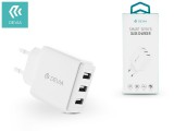 Devia 3xUSB hálózati töltő adapter - 5V/3,4A - Devia Smart Series 3 USB Charger - fehér