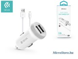Devia Apple iPhone 5/5S/5C/SE/iPad 4/iPad Mini szivargyújtós töltő adapter + lightning adatkábel - 5V/3,1A - Devia Smart Series Dual Car Charger Suit - white ST326905