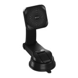 Devia autós tartó (műszerfalra, szélvédőre, tapadókorongos, 15w, wireless, gyorstöltő, állítható, 360°, mágneses) fekete