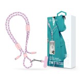 Devia Cable Pro5 Woven 27W PD Type-C/Lightning adat- és töltőkábel + nyakpánt 1.6m - pink