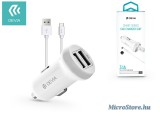 Devia Devia Dual USB szivargyújtó töltő adapter + Type-C adatkábel 1 m-es vezetékkel - 5V/3,1A - Devia Smart Series Car Charger Suit - white ST331190