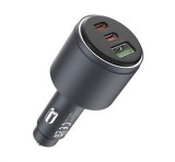 DEVIA EXTREME METAL autós töltő USB+2 Type-C aljzat (65W, PD gyorstöltő 3.0) FEKETE