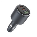 Devia extreme metal autós töltő usb+2 type-c aljzat (65w, pd gyorstöltő 3.0) fekete