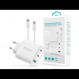 Devia Extreme Speed Series 65W GaN PD hálózati gyorstöltő adapter USB+2xType-C+Type-C kábel - fehér (ST111967)