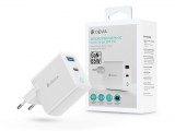 Devia GaN hálózati töltő adapter USB + Type-C bemenettel - 65W - Devia Extreme Speed GaN PD + QC Quick Charger - fehér