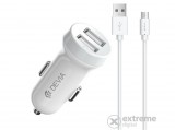 Devia microUSB autós töltő, 3100mA, fehér