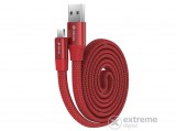 Devia RING Y1 microUSB adat-és töltőkábel, piros, cipőfűző mintás, 80 cm