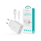 Devia Smart Series 12W 2xUSB hálózati töltő adapter + Lightning/USB kábel 1m - fehér