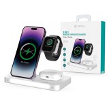 Devia Smart Series 15W Qi 3 In 1 vezeték nélküli töltő Smartphone/iWatch/Airpods - fehér