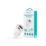 Devia Smart Series Mini 30W PD+QC USB+Type-C autós töltő adapter - fehér