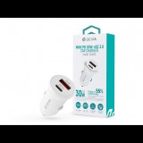 Devia Smart Series Mini 30W PD+QC USB+Type-C autós töltő adapter - fehér (ST112421)