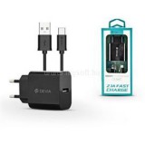 Devia ST301179 Smart 2A univerzális fekete hálózati töltő + Type-C kábel (ST301179)