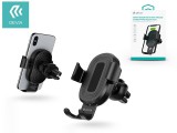 Devia szellőzőrácsba illeszthető vezeték nélküli autós töltő/tartó - 5V/2A - Devia Sensor Car Air Vent Wireless Charger Phone Holder - 10W - Qi szabványos - fekete
